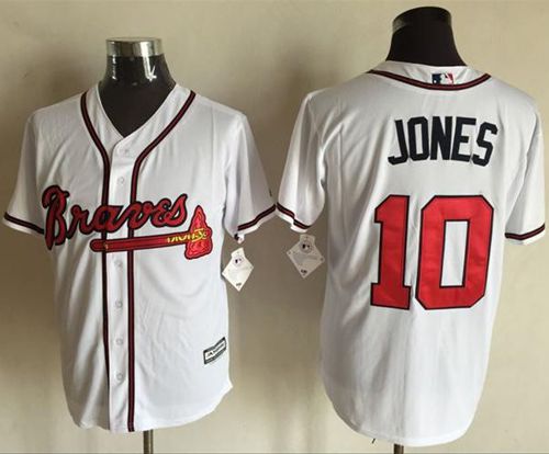 Braves #10 Chipper Jones White New Cool Base Stitched MLB Jersey - Click Image to Close
